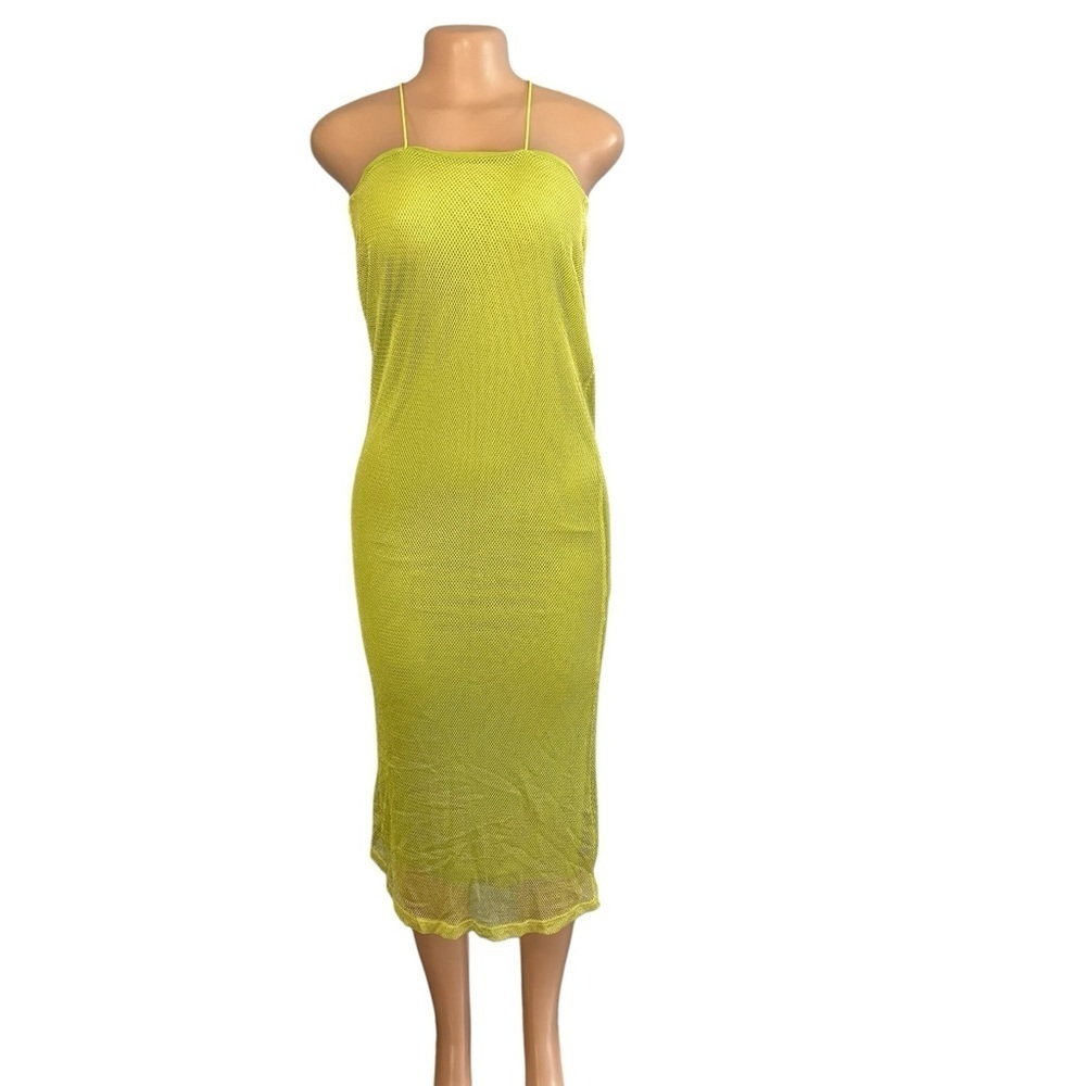 3/$30 ☀️ Tiger Mist Lime Green Sleeveless Midi Mesh Dress
